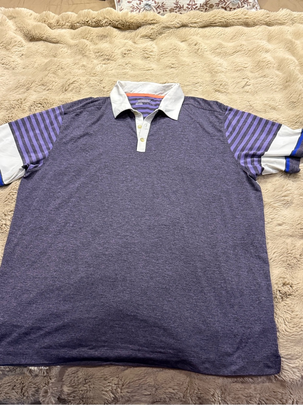 Nike  Golf Purple Polo with Striped Sleeve Accents